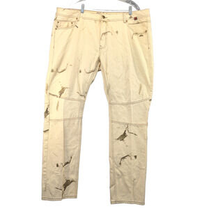 A. Tiziano Mens Straight Leg Jeans Cream Size 44 5-Pocket Zip Fly Cotton